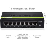 8 Port Gig PoE GREENnet Swtch