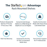 StarTech.com 2U Server Rack Cabinet Shelf - Fixed 18" Deep Cantilever Rackmount Tray for 19" Data/AV/Network Enclosure - Weight Cap. 125lbs/56kg