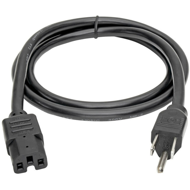 Eaton Tripp Lite Series Power Cord, NEMA 5-15P to C15 - Heavy-Duty, 15A, 125V, 14 AWG, 4 ft. (1.22 m), Black