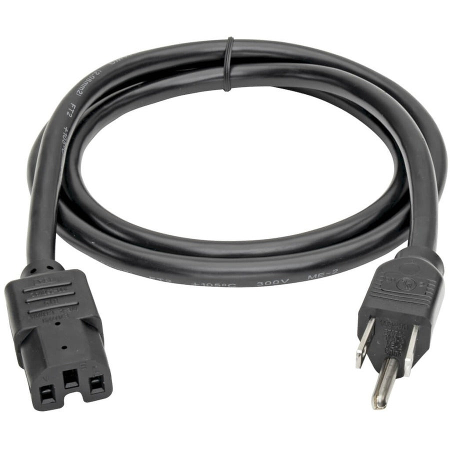 Eaton Tripp Lite Series Power Cord, NEMA 5-15P to C15 - Heavy-Duty, 15A, 125V, 14 AWG, 8 ft. (2.43 m), Black