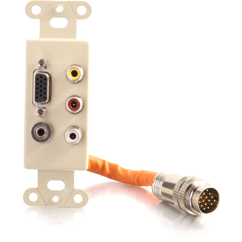 C2G RapidRun Integrated VGA (HD15) + 3.5mm + Composite Video + Stereo Audio Decorative Style Wall Plate - Ivory