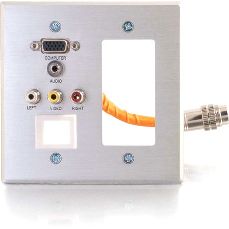 C2G RapidRun Double Gang Integrated HD15 + 3.5mm + Composite Video + Stereo Audio + Keystone + Decorative Style Wall Plate