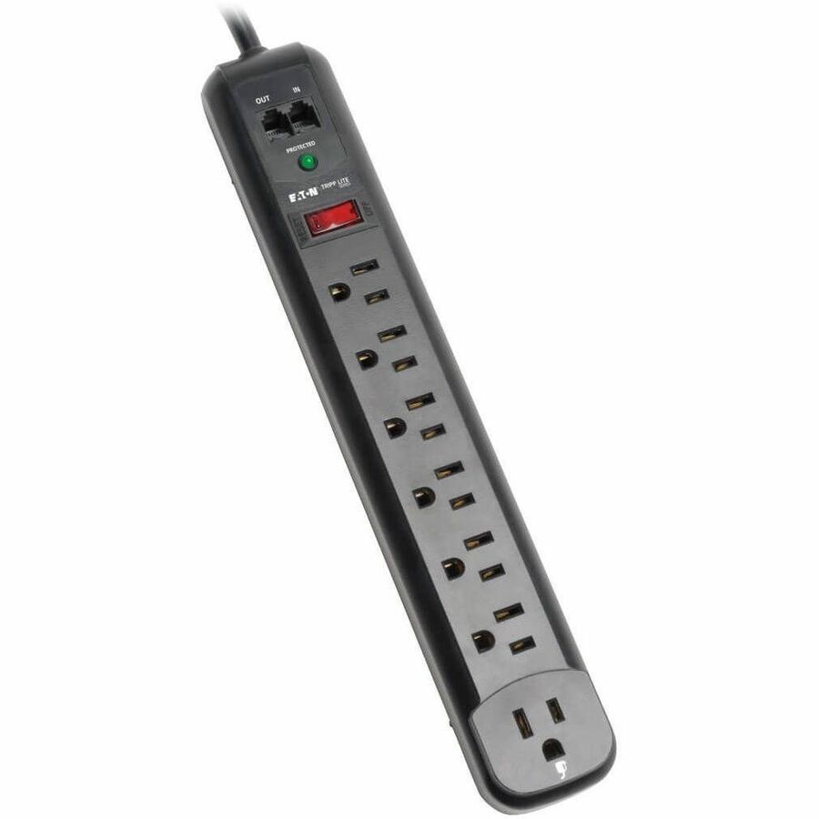 Eaton Tripp Lite Series Protect It! 7-Outlet Surge Protector, 6 ft. (1.83 m) Cord, 1080 Joules, Modem/Fax Protection, Black Housing