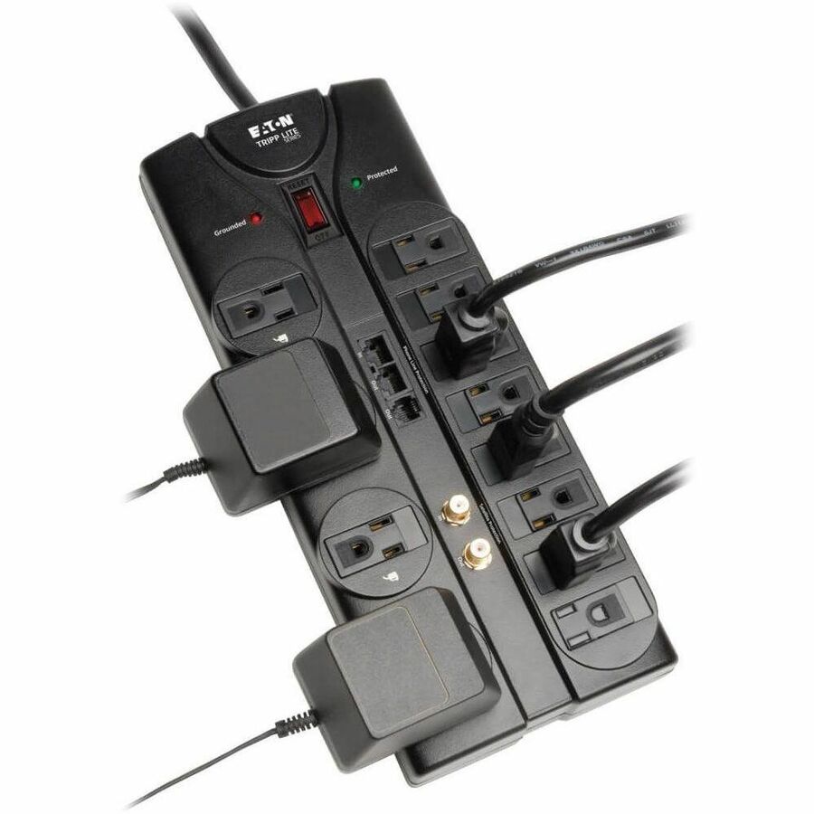 Eaton Tripp Lite Series Protect It! 12-Outlet Surge Protector, 8 ft. (2.43 m) Cord, 2880 Joules, Tel/Modem/Coaxial/Ethernet Protection