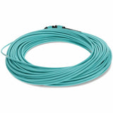 AddOn 50m MPO (Female) to MPO (Female) 12-Strand Aqua OM3 Crossover Fiber OFNR (Riser-Rated) Patch Cable