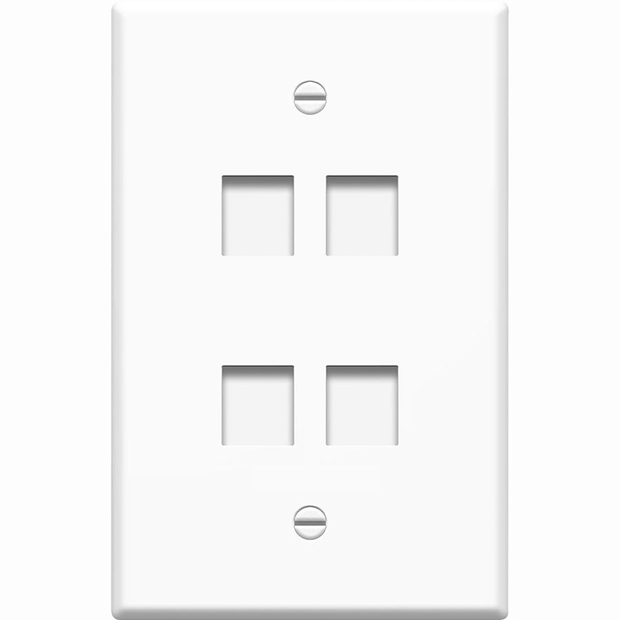 4PORT WHITE KEYSTONE WALL PLATE