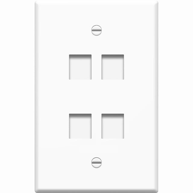 4PORT WHITE KEYSTONE WALL PLATE