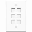 4XEM 6 Port/2 Gang RJ45 Cat5/Cat6 Ethernet Wall Plate (White)