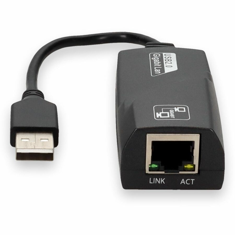 AddOn USB 2.0 (A) Male to RJ-45 Female Gray & Black Adapter