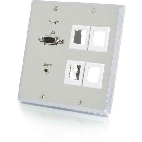 C2G TruLink Dual Gang VGA+3.5mm+4 Keystone over Cat5 Wall Plate Transmitter- Aluminum