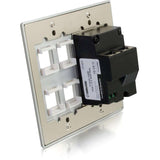 C2G TruLink Dual Gang VGA+3.5mm+4 Keystone over Cat5 Wall Plate Transmitter- Aluminum