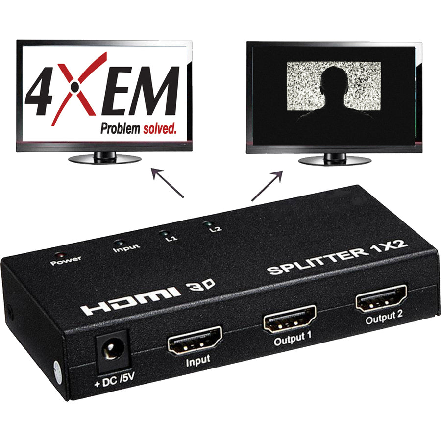 4XEM 2 Port HDMI Splitter & Signal Amplifier