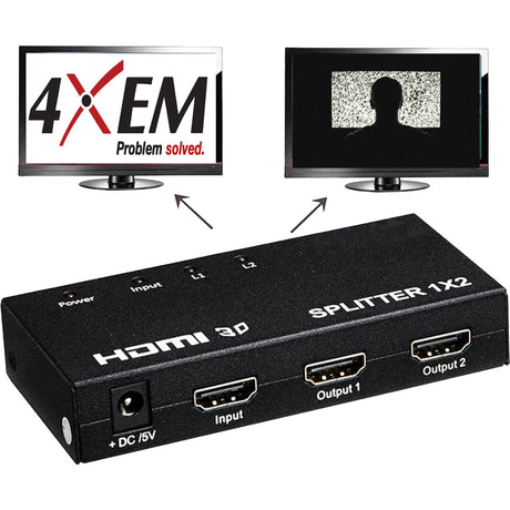 4XEM 2 Port HDMI Splitter & Signal Amplifier