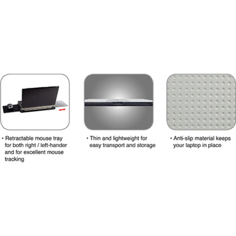 PORTABLE LAPTOP HOLDER W/ RETRACTABLE MOUSE PAD