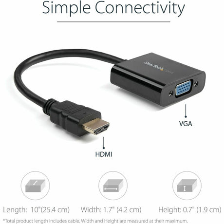 StarTech.com HDMI to VGA Adapter - 1080p - 1920 x 1080 - Black - HDMI Converter - VGA to HDMI Monitor Adapter