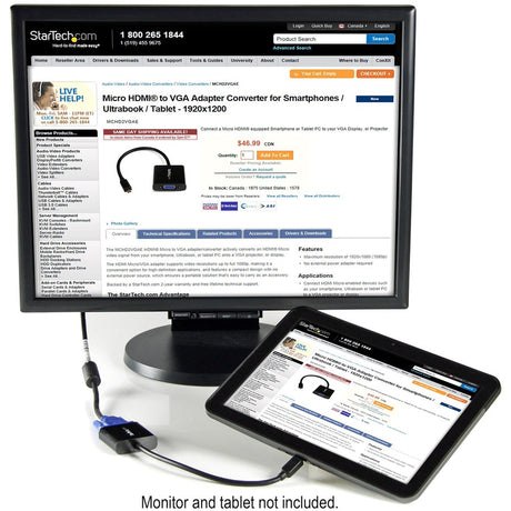 StarTech.com Micro HDMI&reg; to VGA Adapter Converter for Smartphones / Ultrabook / Tablet - 1920x1080