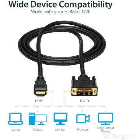 StarTech.com HDMI to DVI Cable - 6 ft / 2m - HDMI to DVI-D Cable - HDMI Monitor Cable - HDMI to DVI Adapter Cable