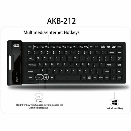 Adesso Antimicrobial Waterproof Flex Keyboard (Mini Size)