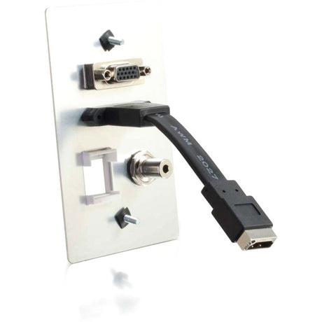 C2G HDMI, VGA, 3.5mm Audio Pass Through Single Gang Wall Plate with One Keystone - Aluminum