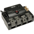 Eaton Tripp Lite Series Protect It! 6-Outlet Surge Protector - 4 Rotating Outlets, 5-15P Input, 1440 Joules, Tel/Modem/Coax Protection, Black