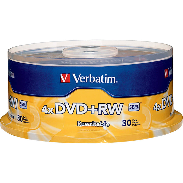 Verbatim 94834 DVD Rewritable Media - DVD+RW - 4x - 4.70 GB - 30 / Pack - Silver