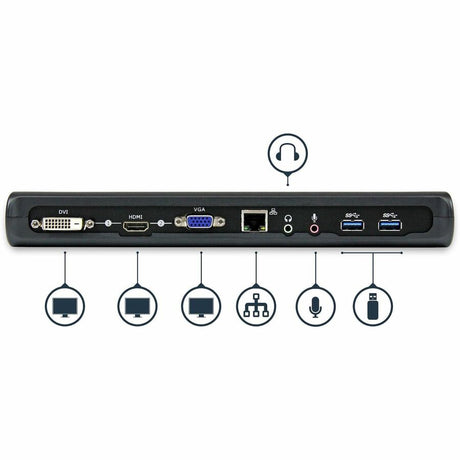 StarTech.com USB 3.0 Docking Station - Compatible with Windows / macOS - Supports Dual Displays - HDMI and DVI - DVI to VGA Adapter Included - USB3SDOCKHD