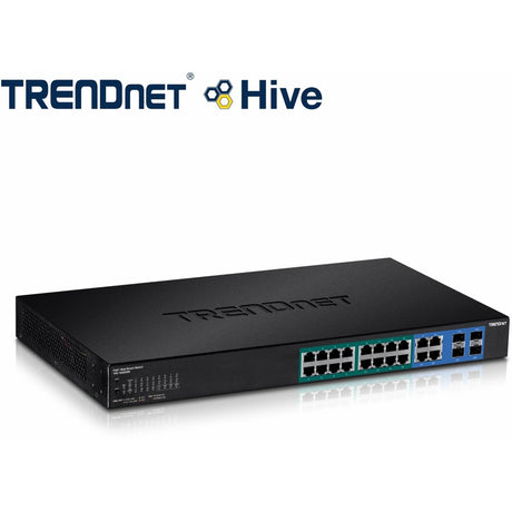 TRENDnet 20-Port Gigabit PoE+ Web Smart PoE+ Switch, 16 x Gigabit PoE+ Ports, 4 x Shared Gigabit Ports, Up To 30W Per Port, 185W Total Power Budget, Rack Mountable, Black, TPE-1620WS