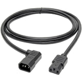 Eaton Tripp Lite Series Heavy-Duty PDU Power Cord, C13 to Right-Angle C14 - 15A, 250V, 14 AWG, 6 ft. (1.83 m), Black