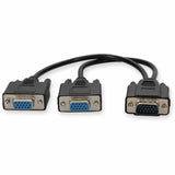 5PK VGA Male to 2xVGA Female Black Adapters For Resolution Up to 1920x1200 (WUXGA)