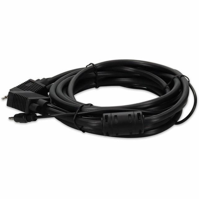 5PK 15ft VGA Male to VGA Male Black Cables Which Includes 3.5mm Audio Port For Resolution Up to 1920x1200 (WUXGA)