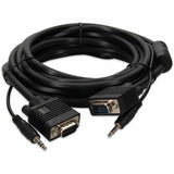 5PK 15ft VGA Male to VGA Male Black Cables Which Includes 3.5mm Audio Port For Resolution Up to 1920x1200 (WUXGA)
