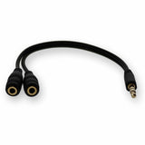 5PK 3.5mm Audio Input Male to 2x3.5mm Audio Output Female Black Adapters