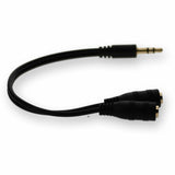 5PK 3.5mm Audio Input Male to 2x3.5mm Audio Output Female Black Adapters