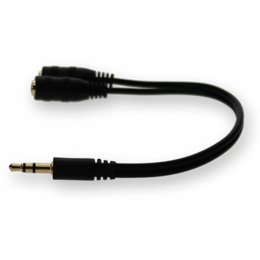 5PK 3.5mm Audio Input Male to 2x3.5mm Audio Output Female Black Adapters