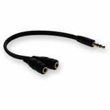 5PK 3.5mm Audio Input Male to 2x3.5mm Audio Output Female Black Adapters