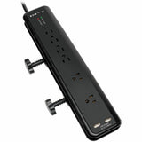 Eaton Tripp Lite Series Protect It! 6-Outlet Clamp-Mount Surge Protector, 6 ft. (1.83 m) Cord, 2100 Joules, 2 x USB Charging ports (2.1A total)