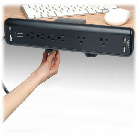 Eaton Tripp Lite Series Protect It! 6-Outlet Clamp-Mount Surge Protector, 6 ft. (1.83 m) Cord, 2100 Joules, 2 x USB Charging ports (2.1A total)