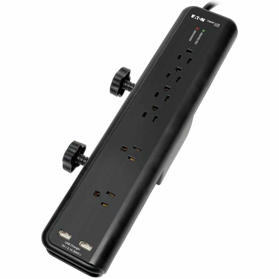 Eaton Tripp Lite Series Protect It! 6-Outlet Clamp-Mount Surge Protector, 6 ft. (1.83 m) Cord, 2100 Joules, 2 x USB Charging ports (2.1A total)