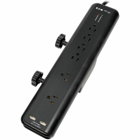 Eaton Tripp Lite Series Protect It! 6-Outlet Clamp-Mount Surge Protector, 6 ft. (1.83 m) Cord, 2100 Joules, 2 x USB Charging ports (2.1A total)