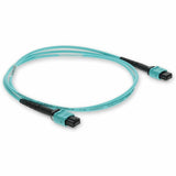 AddOn 5m MPO (Female) to MPO (Female) 12-Strand Aqua OM3 Straight Fiber OFNR (Riser-Rated) Patch Cable