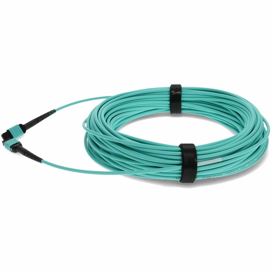 AddOn 50m MPO (Female) to MPO (Female) 12-Strand Aqua OM3 Straight Fiber OFNR (Riser-Rated) Patch Cable