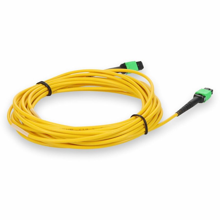 AddOn 3m MPO (Female) to MPO (Female) 12-Strand Yellow OS2 Crossover Fiber OFNR (Riser-Rated) Patch Cable
