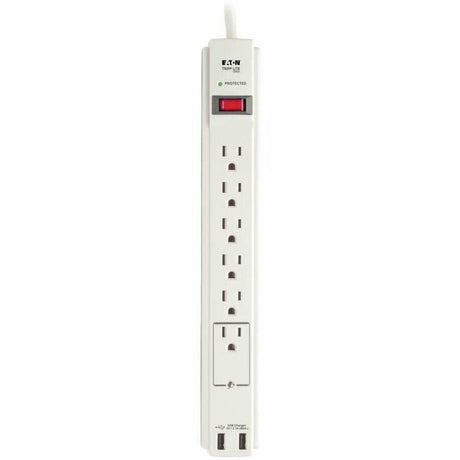 Eaton Tripp Lite Series Protect It! 6-Outlet Surge Protector, 6 ft. (1.83 m) Cord, 990 Joules, 2 x USB Charging ports (2.1A), Gray Housing