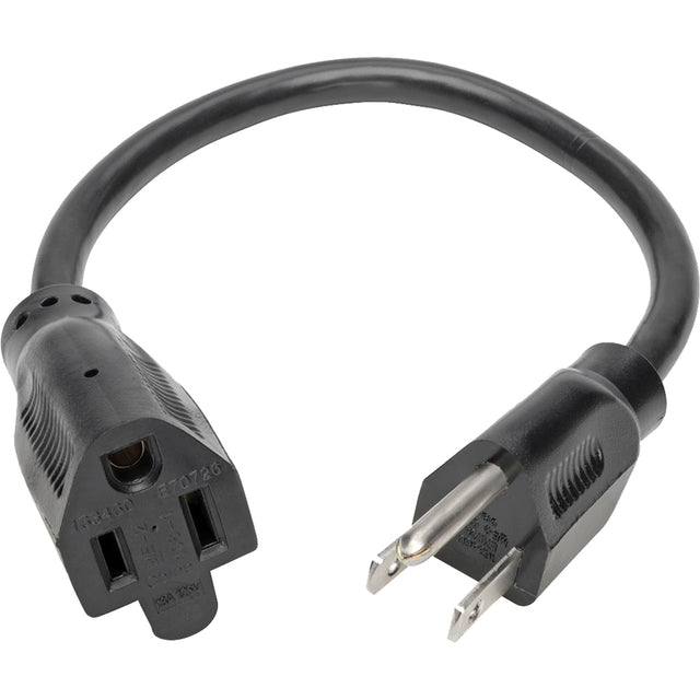 Eaton Tripp Lite Series Power Extension Cord, NEMA 5-15P to NEMA 5-15R - 13A, 120V, 16 AWG, 1 ft. (0.31 m), Black