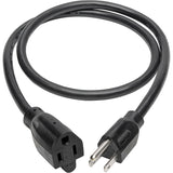 Eaton Tripp Lite Series Power Extension Cord, NEMA 5-15P to NEMA 5-15R - Heavy-Duty, 15A, 120V, 14 AWG, 3 ft. (0.91 m), Black