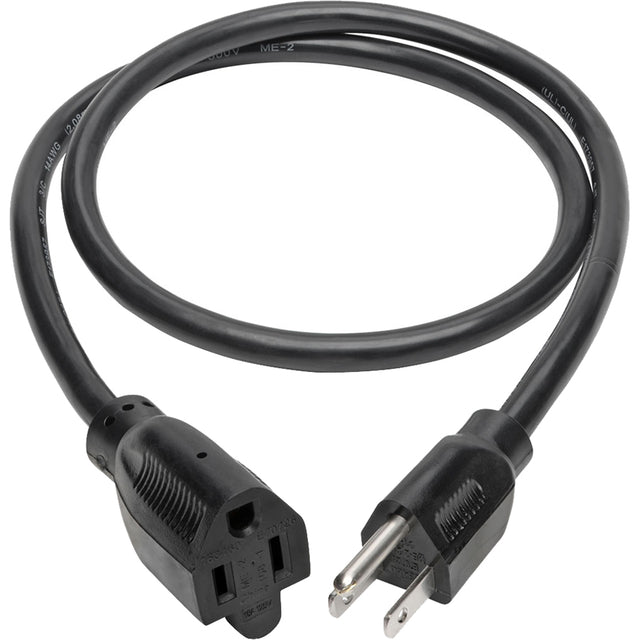 Eaton Tripp Lite Series Power Extension Cord, NEMA 5-15P to NEMA 5-15R - Heavy-Duty, 15A, 120V, 14 AWG, 3 ft. (0.91 m), Black