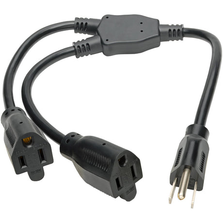 Eaton Tripp Lite Series Extension Cord Y Splitter, NEMA 5-15P to 2x NEMA 5-15R - 13A, 120V, 16 AWG, 18-in. (45.72 cm), Black