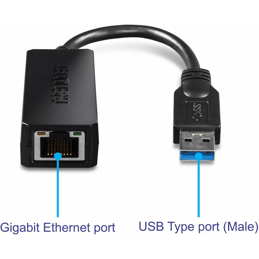TRENDnet USB 3.0 To Gigabit Ethernet Adapter, Full Duplex 2Gbps Ethernet Speeds, Up To 1Gbps, USB-A, Windows & Mac Compatibility, USB Powered, Simple Setup, Black, TU3-ETG