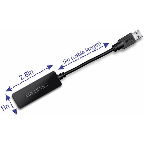 TRENDnet USB 3.0 To Gigabit Ethernet Adapter, Full Duplex 2Gbps Ethernet Speeds, Up To 1Gbps, USB-A, Windows & Mac Compatibility, USB Powered, Simple Setup, Black, TU3-ETG