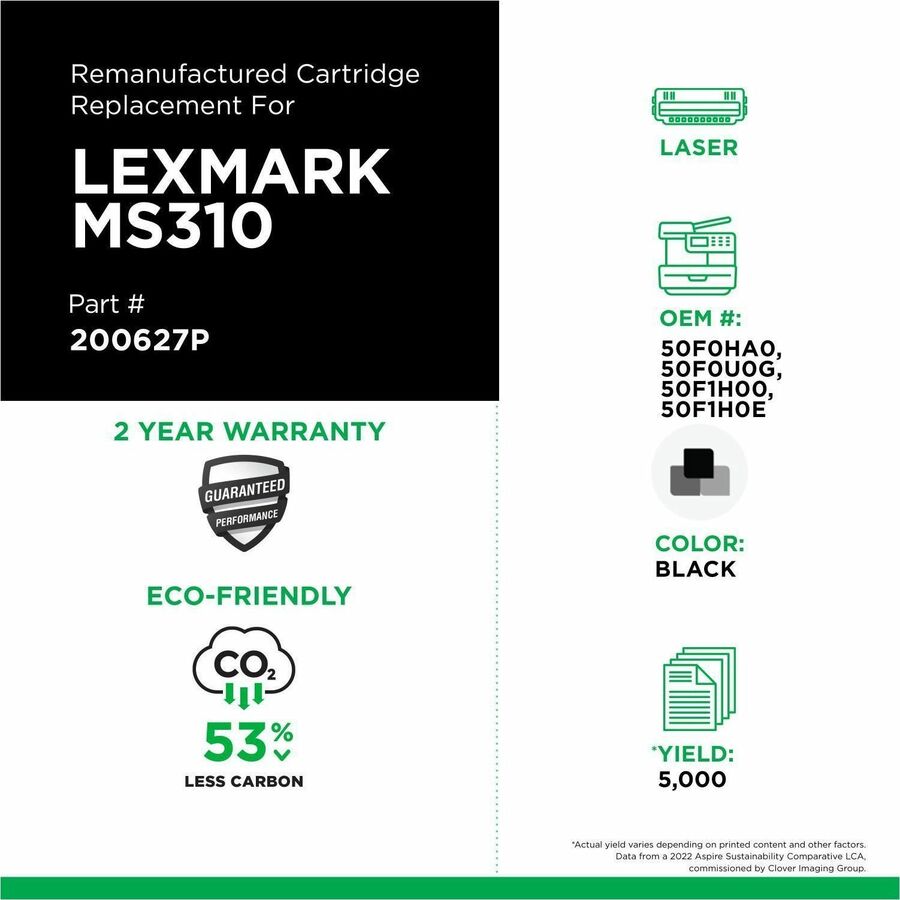 Clover Imaging Remanufactured High Yield Toner Cartridge for Lexmark MS310/MS410/MS510/MS610/MX310/MX410/MX510/MX610